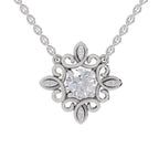 0.84 Ct Halo Diamond Necklace in 14K
