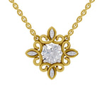 0.84 Ct Halo Diamond Necklace in 14K