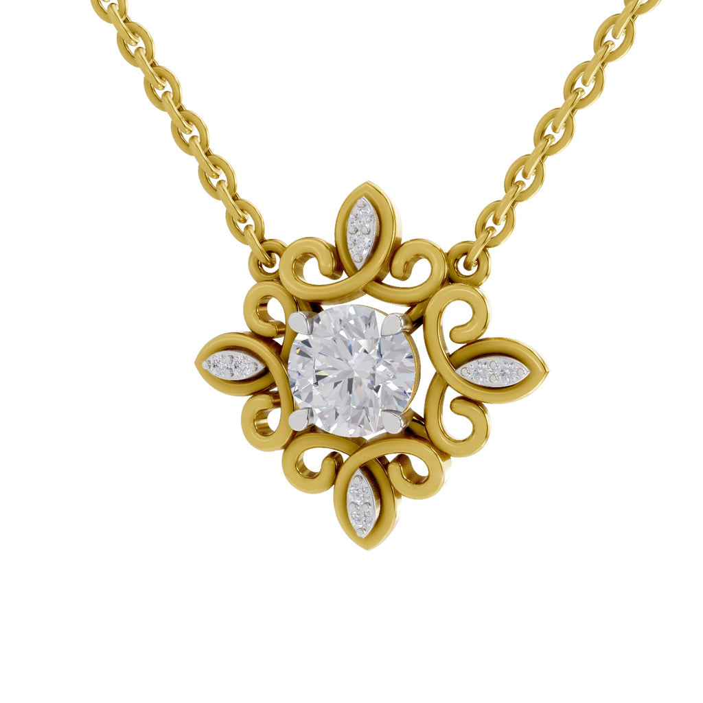 0.84 Ct Halo Diamond Necklace in 14K