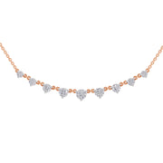2.97 Ct Round Shape Diamond Necklace | 14K Rose Gold