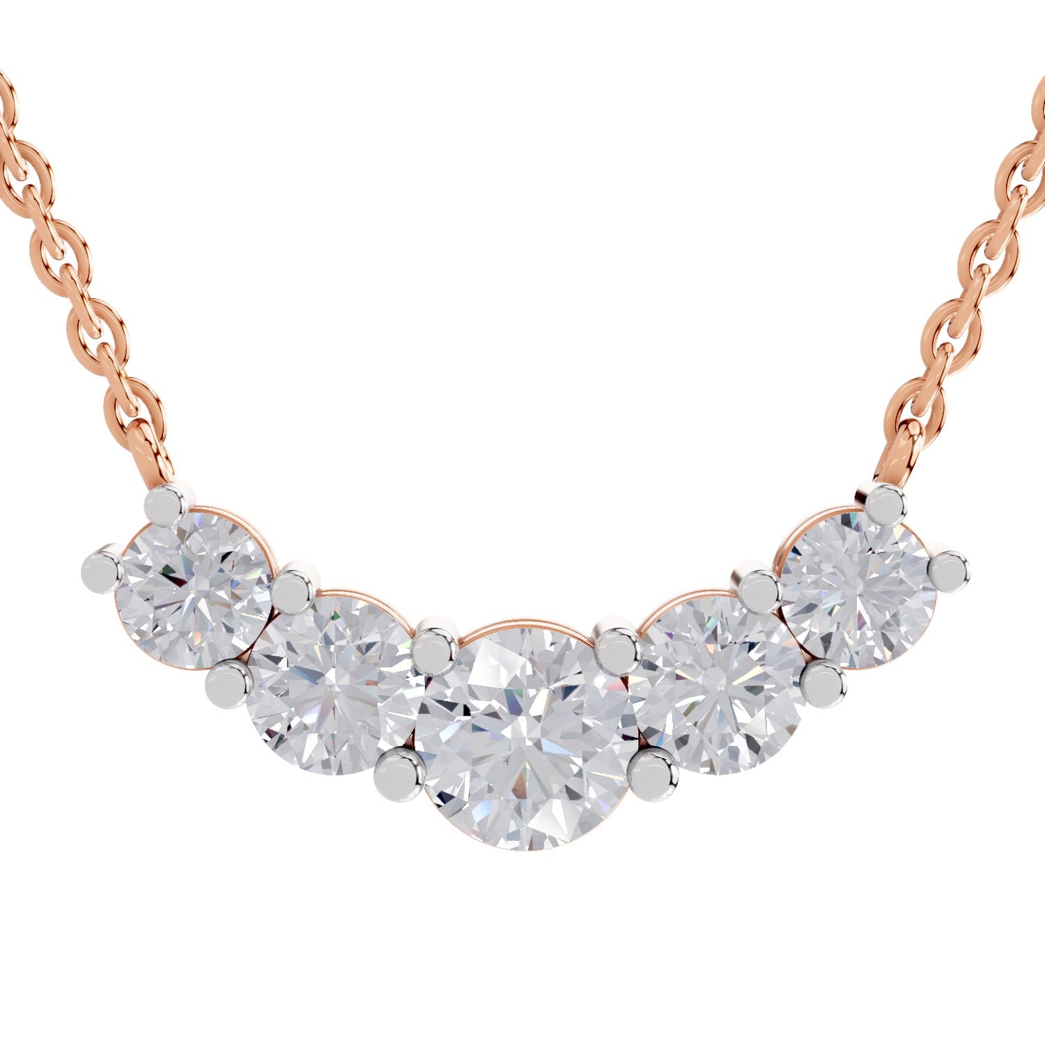 2.80 Ct Graduated Curved Diamond Necklace in 14K