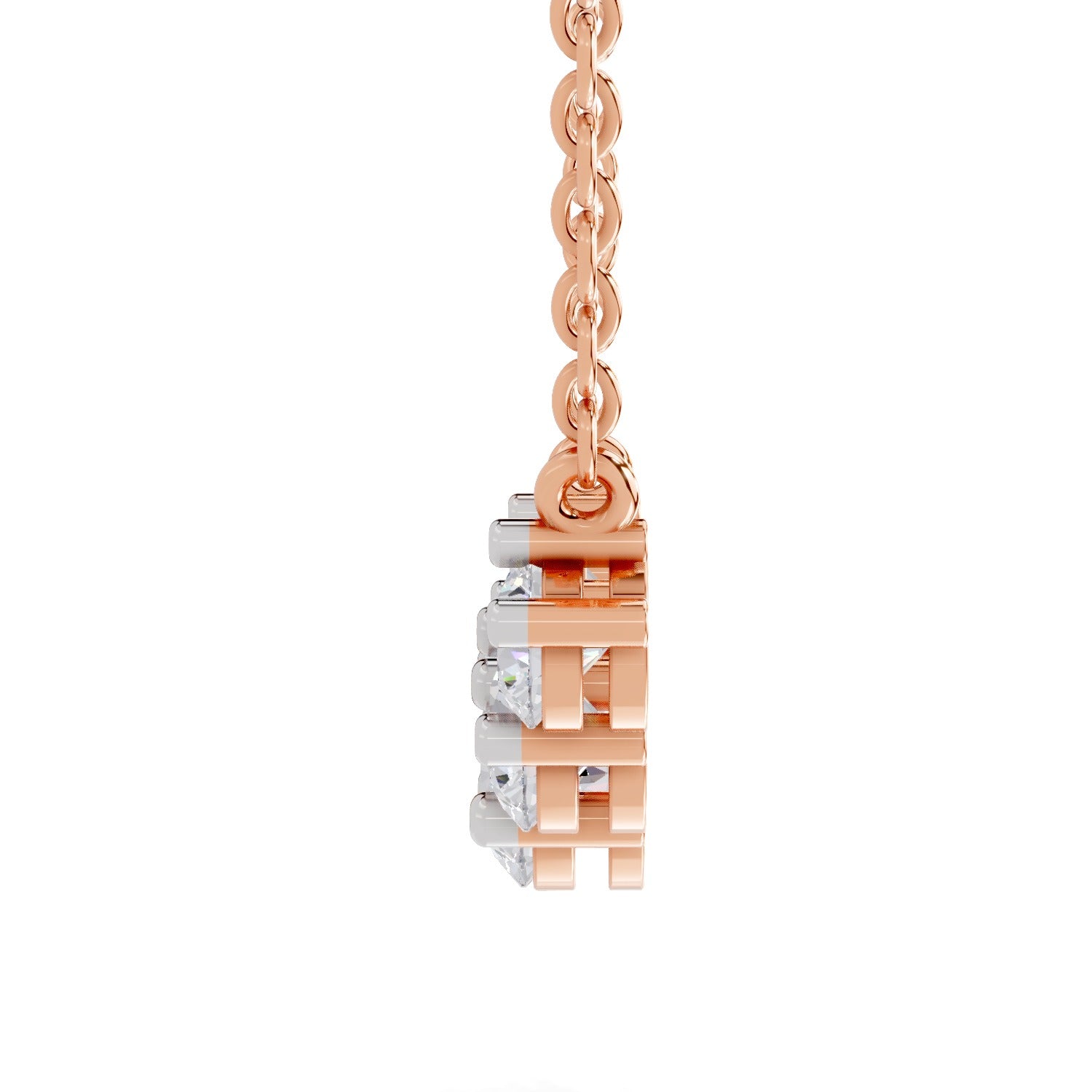 2.80 Ct Graduated Curved Diamond Necklace | 14K Rose Gold