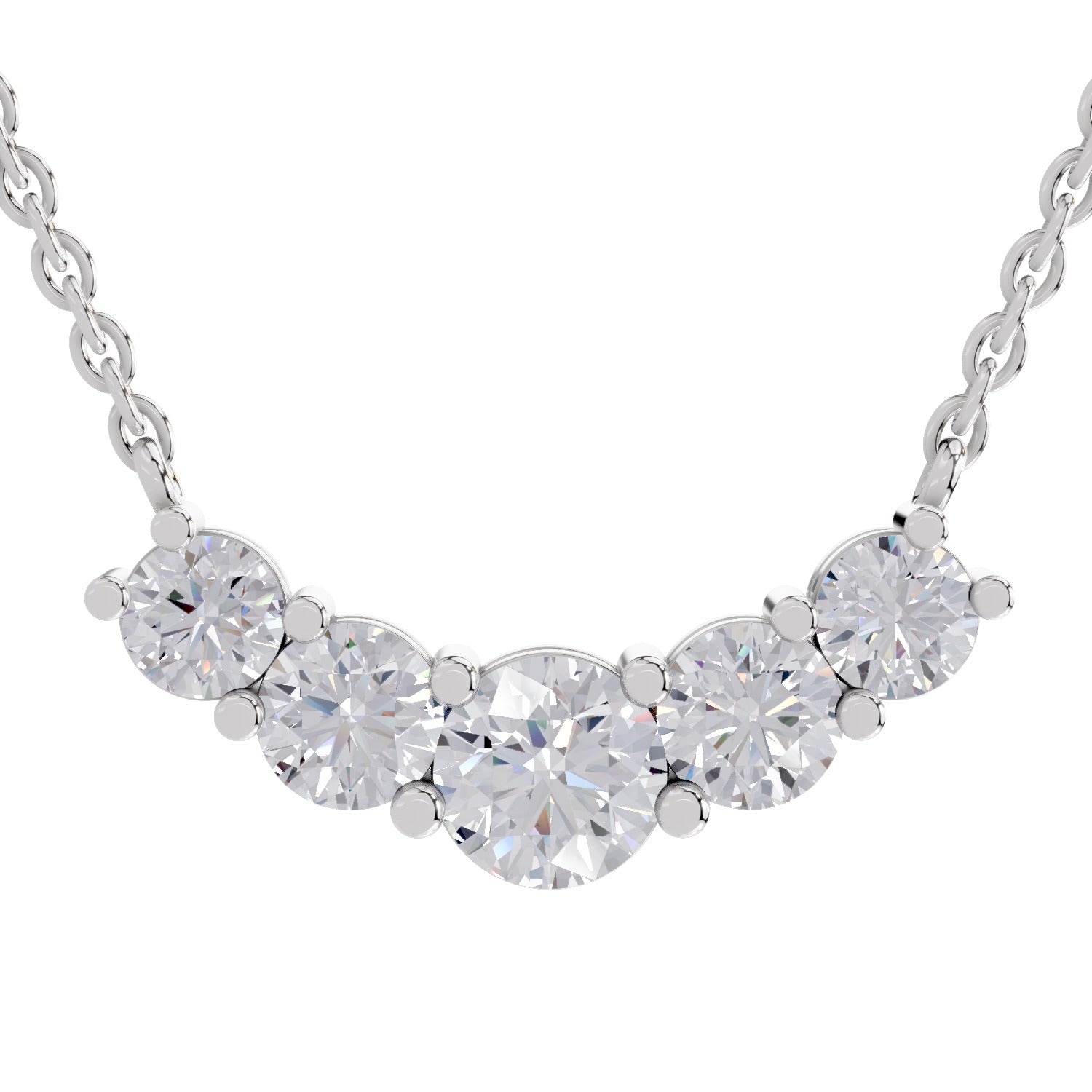2.80 Ct Graduated Curved Diamond Necklace in 14K