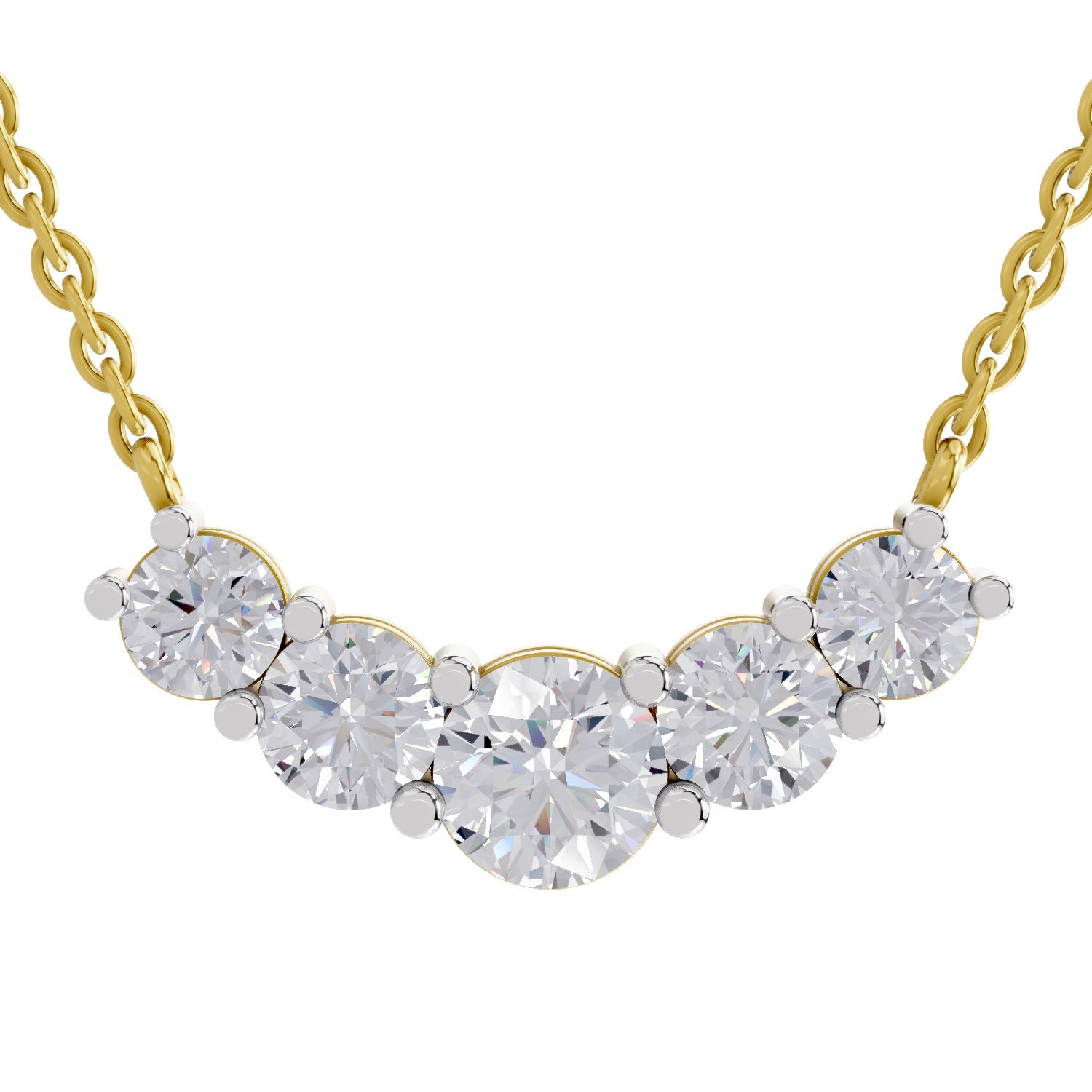 2.80 Ct Graduated Curved Diamond Necklace in 14K