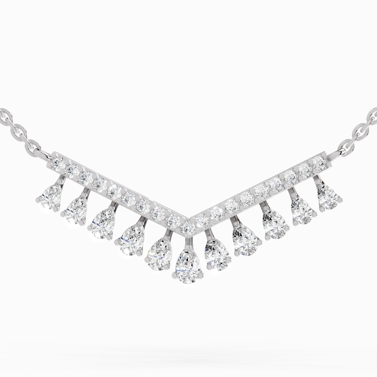 1.57 Carat Pear V Bar Fashion Necklace in 14K