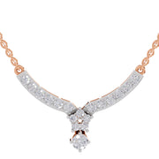 1.22 Ct Round Shape Diamond with Cluster Drop Necklace | 14K Rose Gold