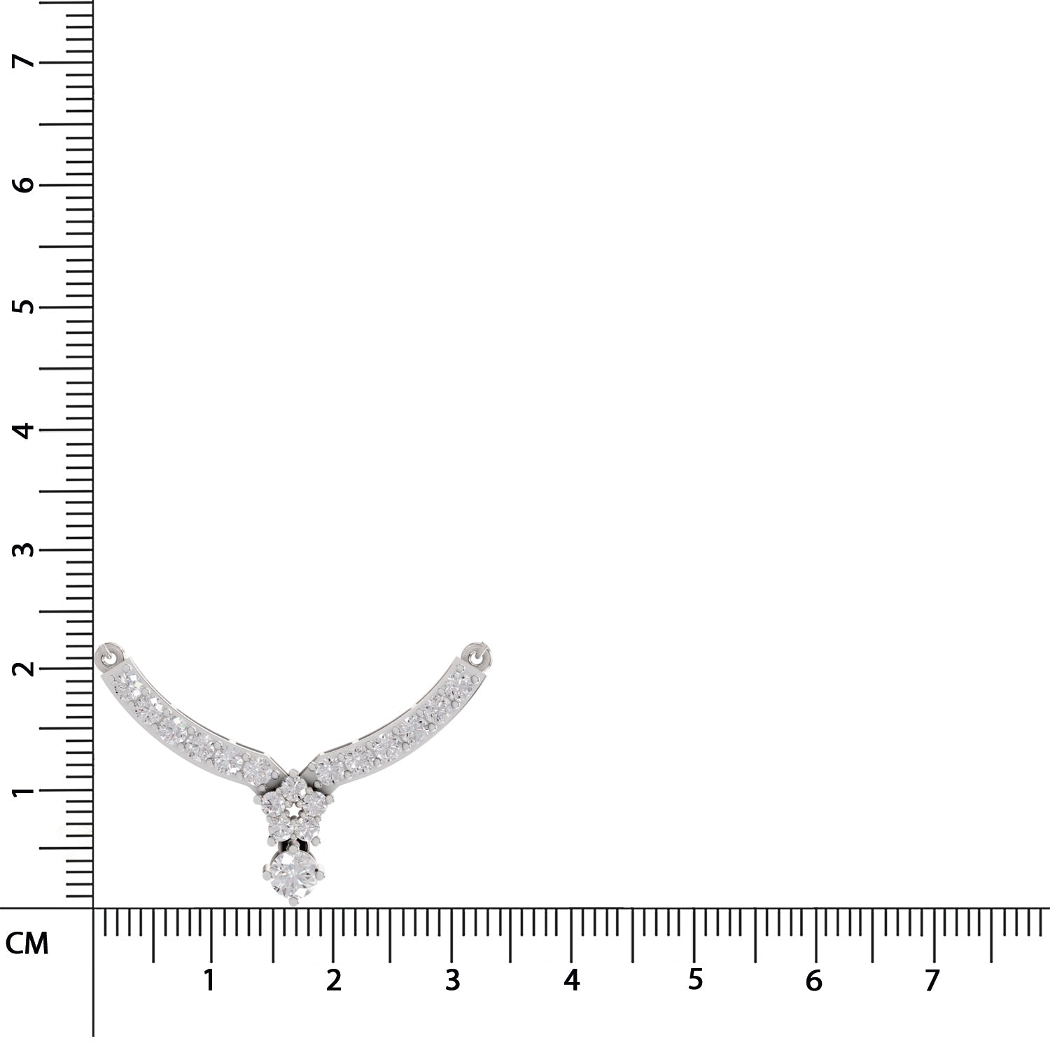 1.22 Ct Round Shape Diamond with Cluster Drop Necklace | 14K White Gold