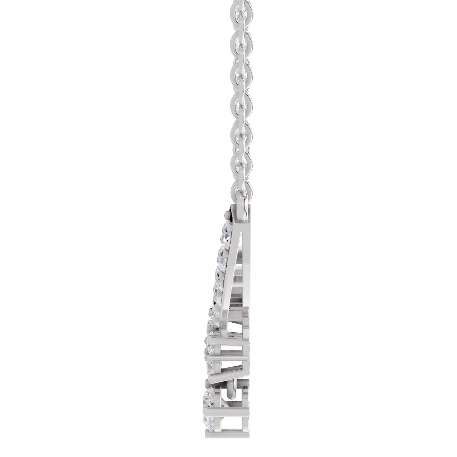 1.22 Ct Round Shape Diamond with Cluster Drop Necklace | 14K White Gold