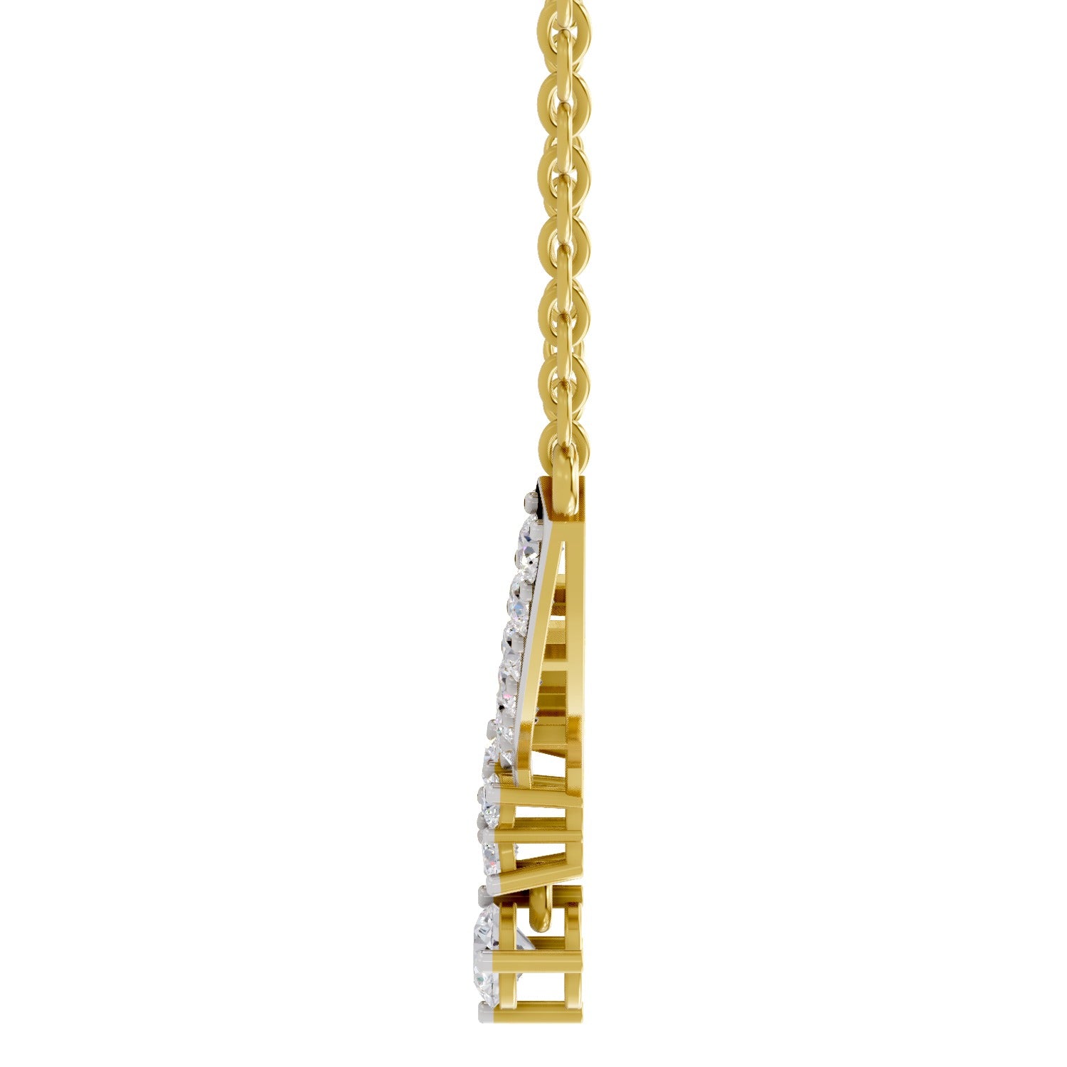 1.22 Ct Round Shape Diamond with Cluster Drop Necklace | 14K Yellow Gold