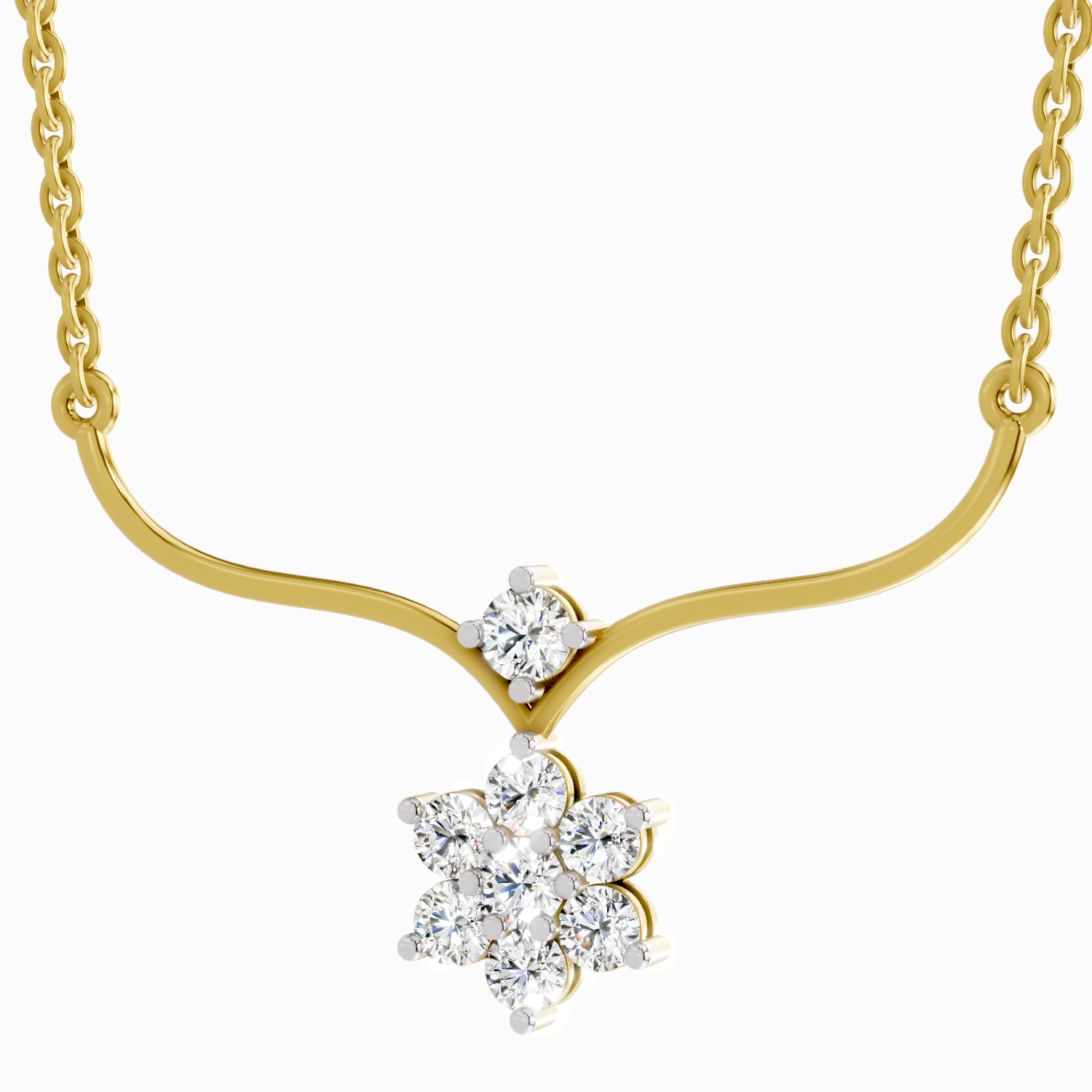 0.84 ct Floral Pendant Necklace | 14K Yellow Gold