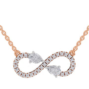 0.98 Ct Round & Pear Shape Infinity Diamond Necklace | 14K Rose Gold