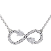 0.98 Ct Round & Pear Shape Infinity Diamond Necklace | 14K White Gold