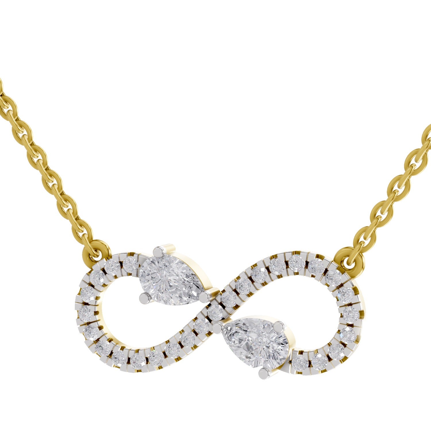 0.98 Ct Pear Shape Infinity Diamond Necklace in 14K