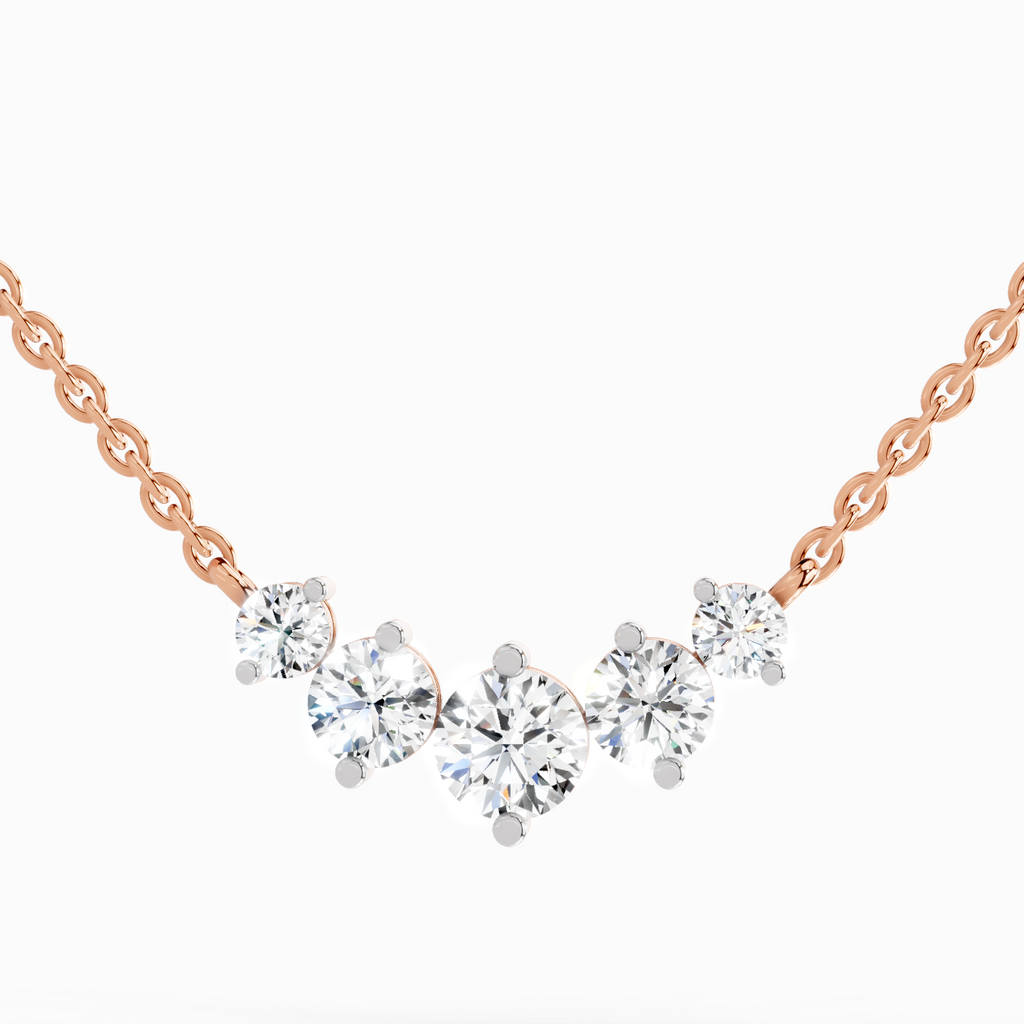 1.31 Carat Graduated Bar Necklace in 14K