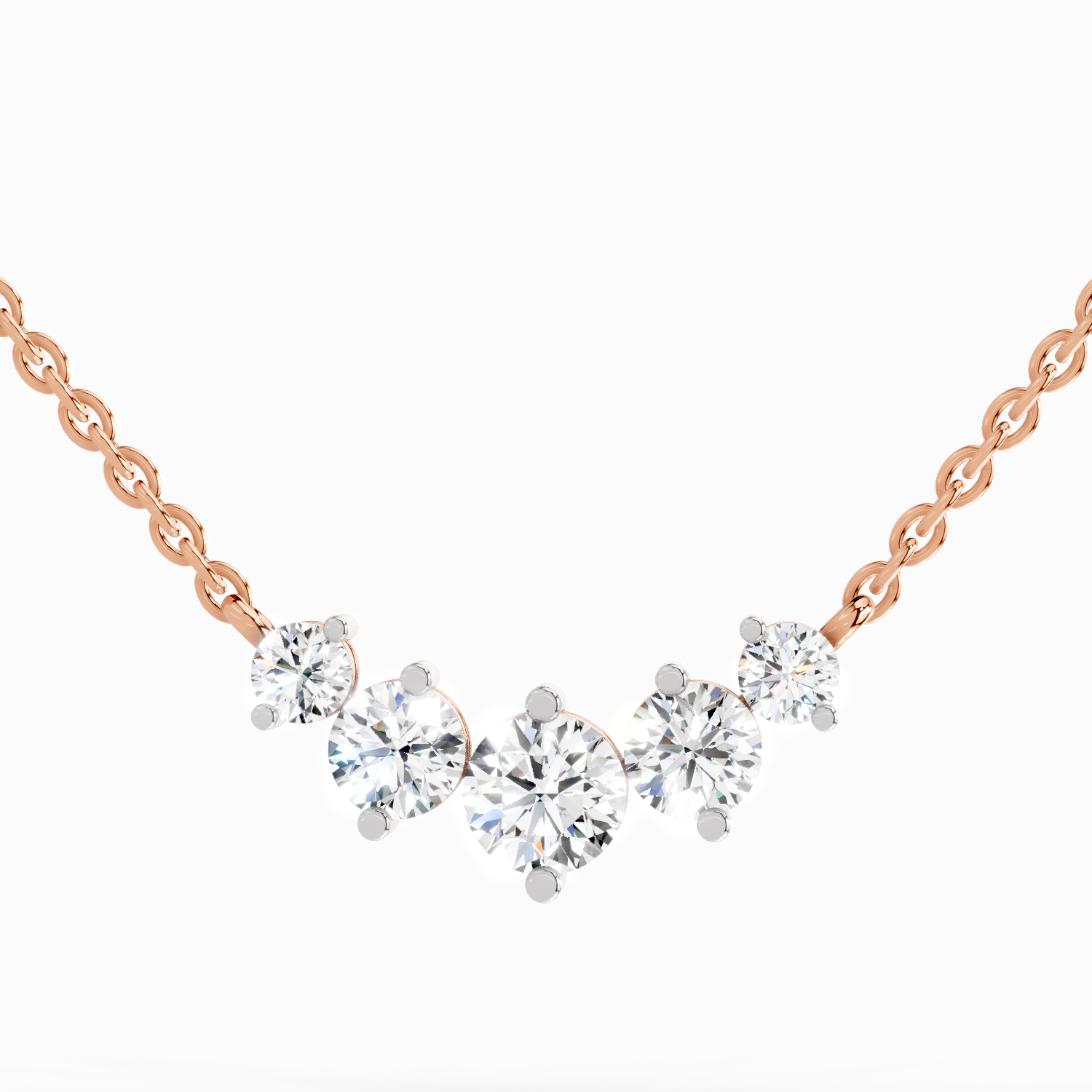 1.31 Carat Graduated Bar Necklace in 14K