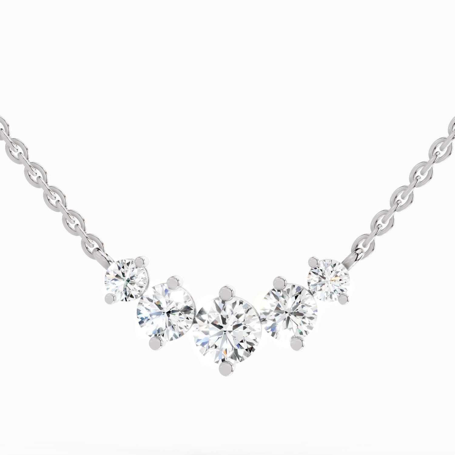 1.31 Carat Graduated Bar Necklace in 14K