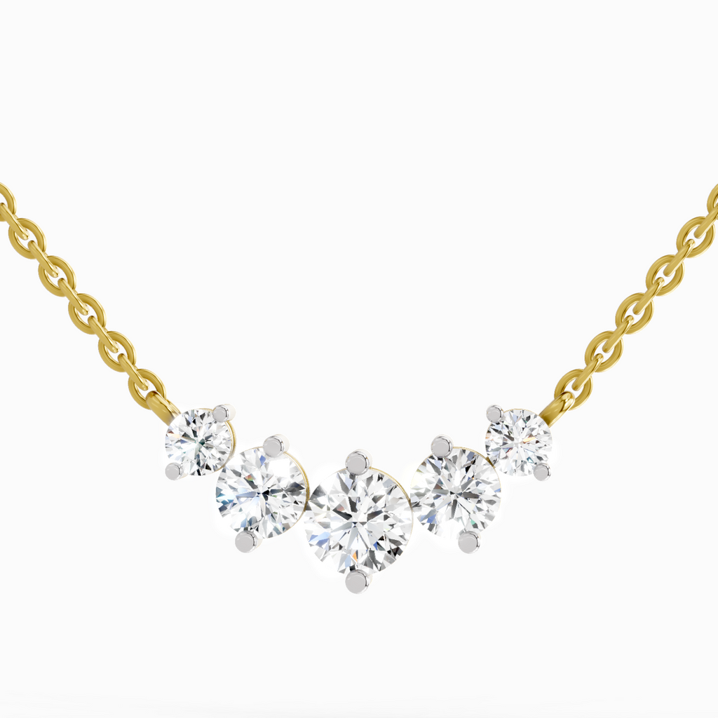 1.31 Carat Graduated Bar Necklace in 14K