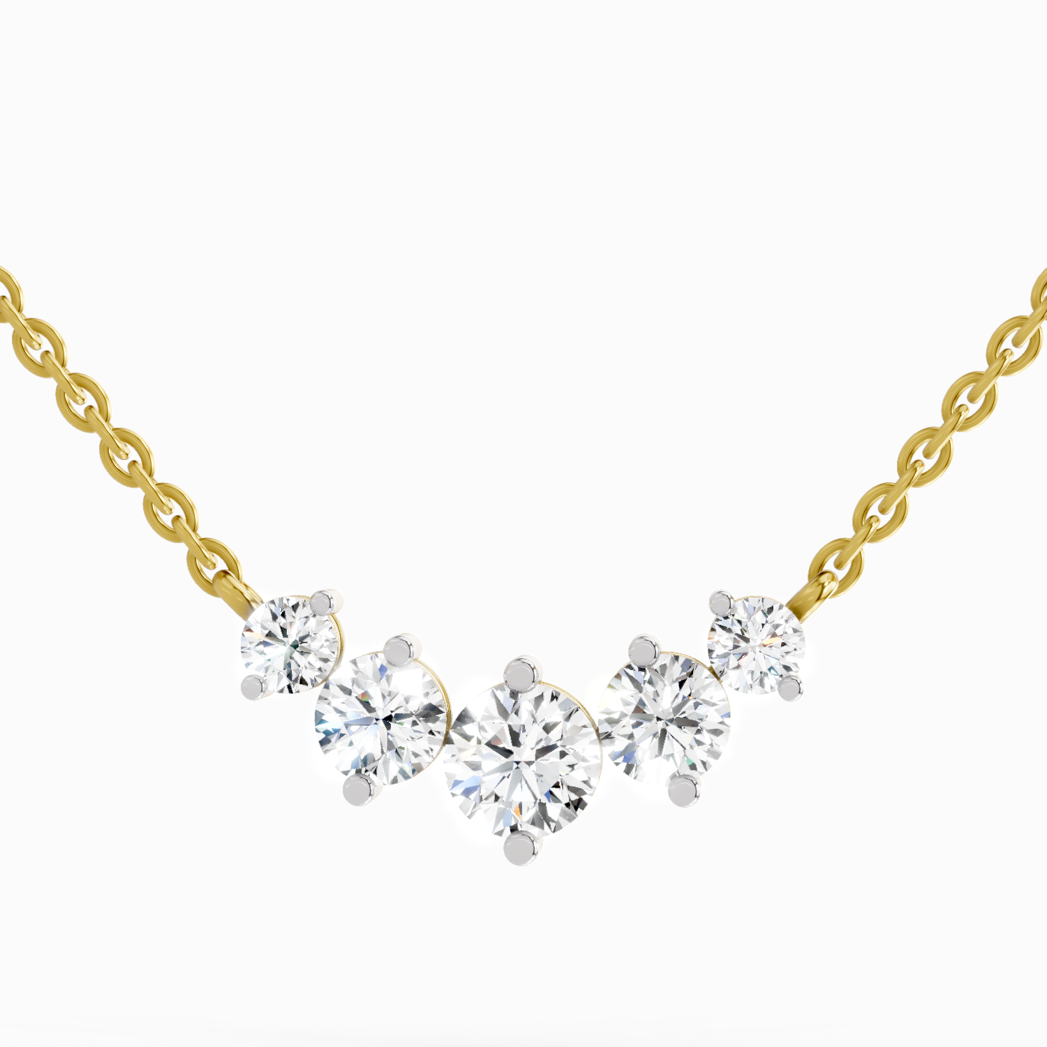 1.31 Carat Graduated Bar Necklace in 14K