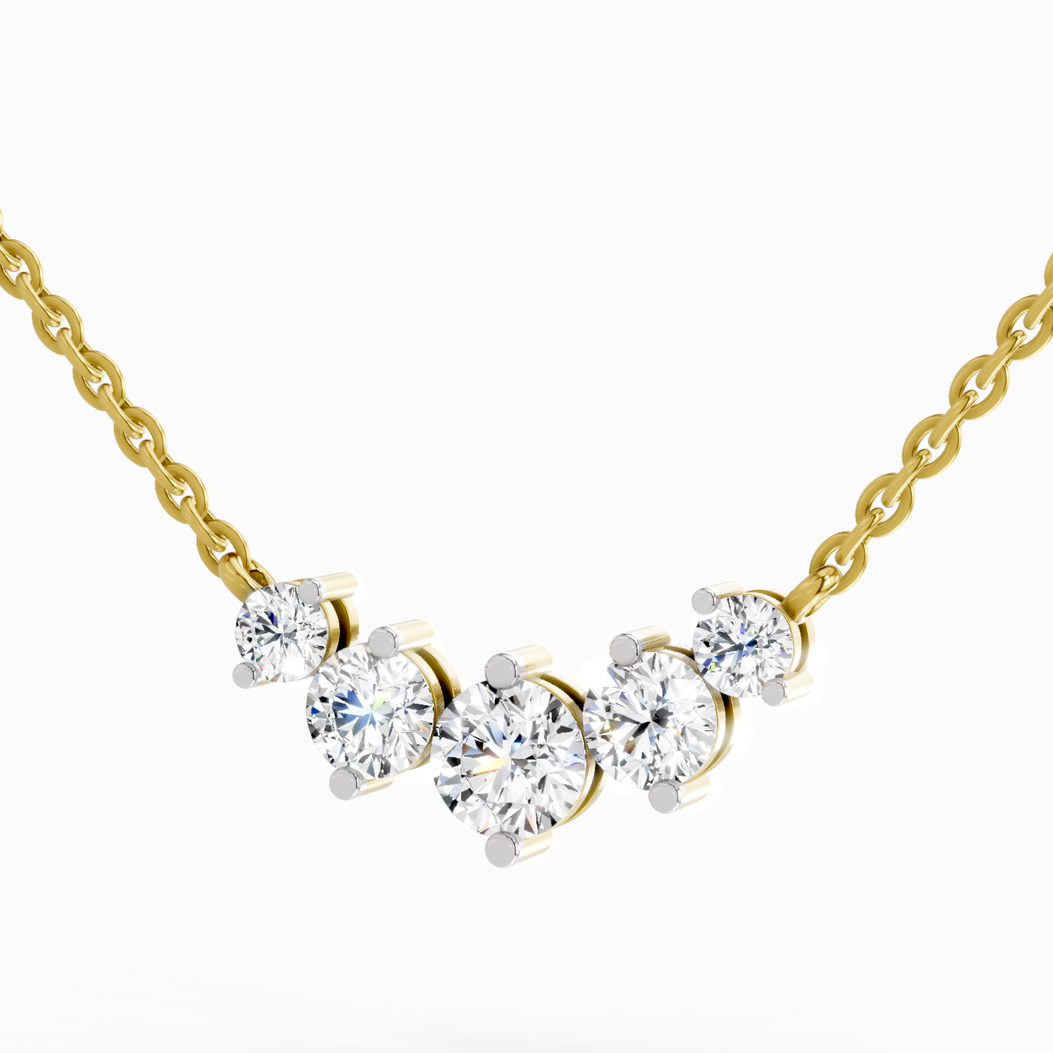 1.31 Carat Graduated Bar Necklace in 14K
