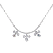 1.91 Ct Pear & Round Shape Floral Drop Diamond Necklace | 14K White Gold