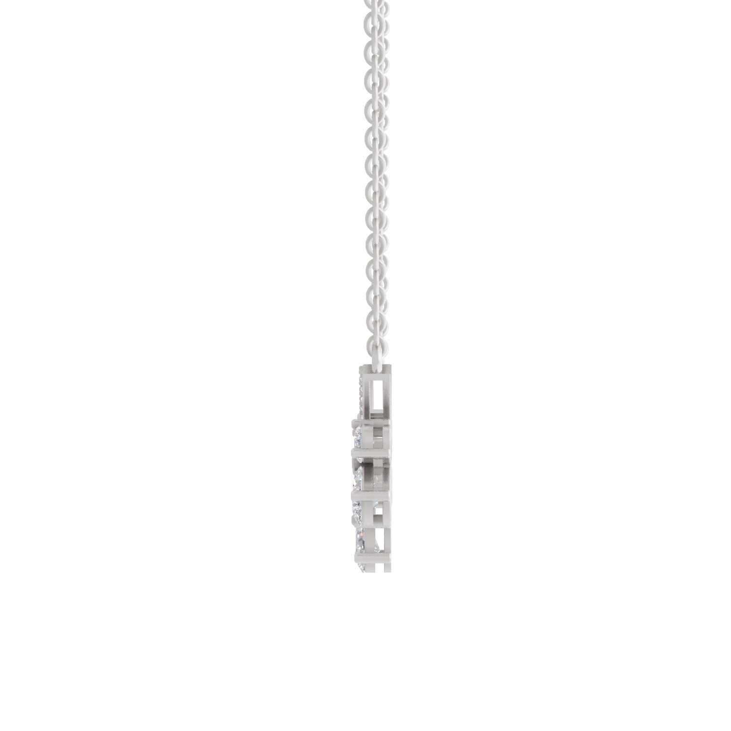 1.91 Ct Pear & Round Shape Floral Drop Diamond Necklace | 14K White Gold