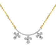 1.91 Ct Pear & Round Shape Floral Drop Diamond Necklace | 14K Yellow Gold