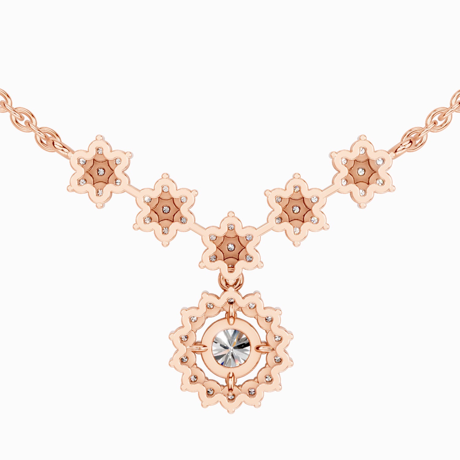 1.16 Carat Round Floral Necklace | 14K Yellow Gold