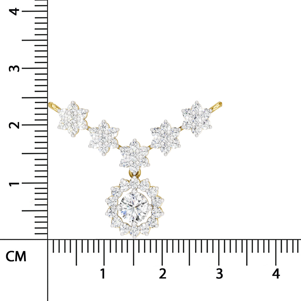 1.16 Carat Round Floral Necklace | 14K Yellow Gold