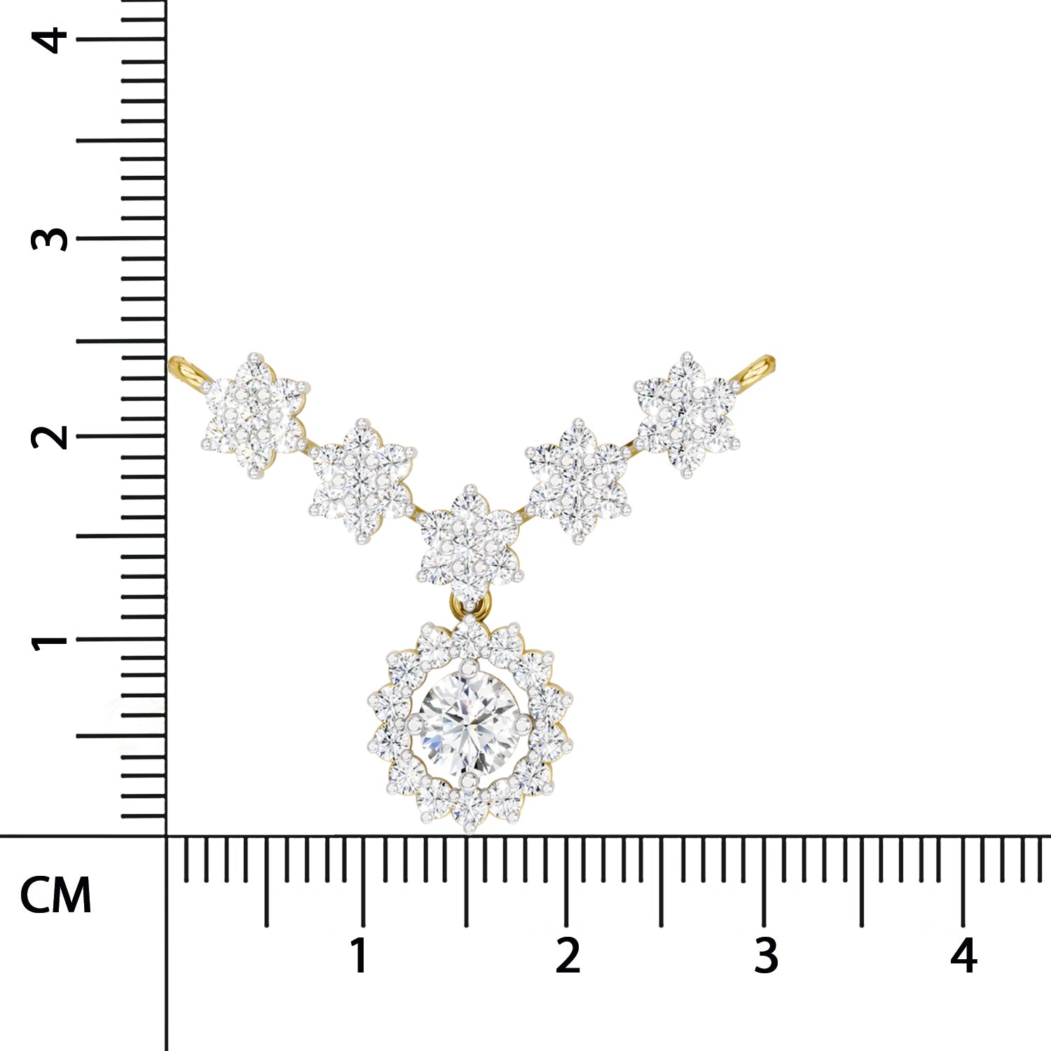 1.16 Carat Round Floral Necklace | 14K Yellow Gold
