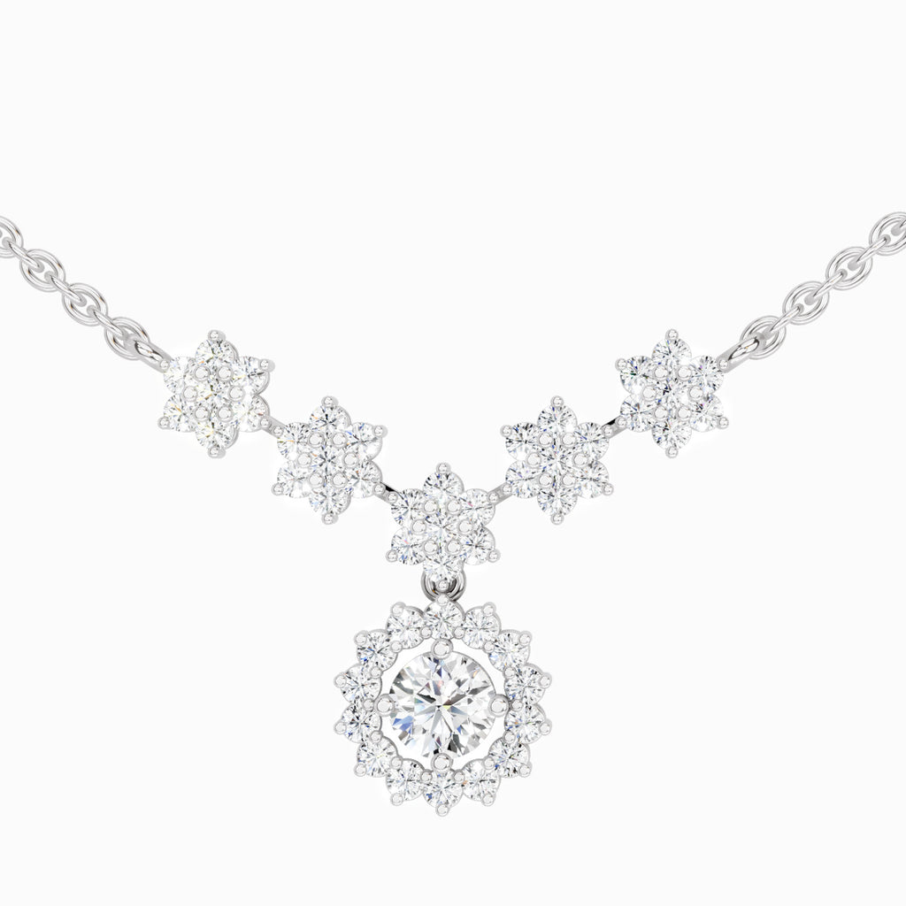 1.16 Carat Round Floral Necklace | 14K Yellow Gold