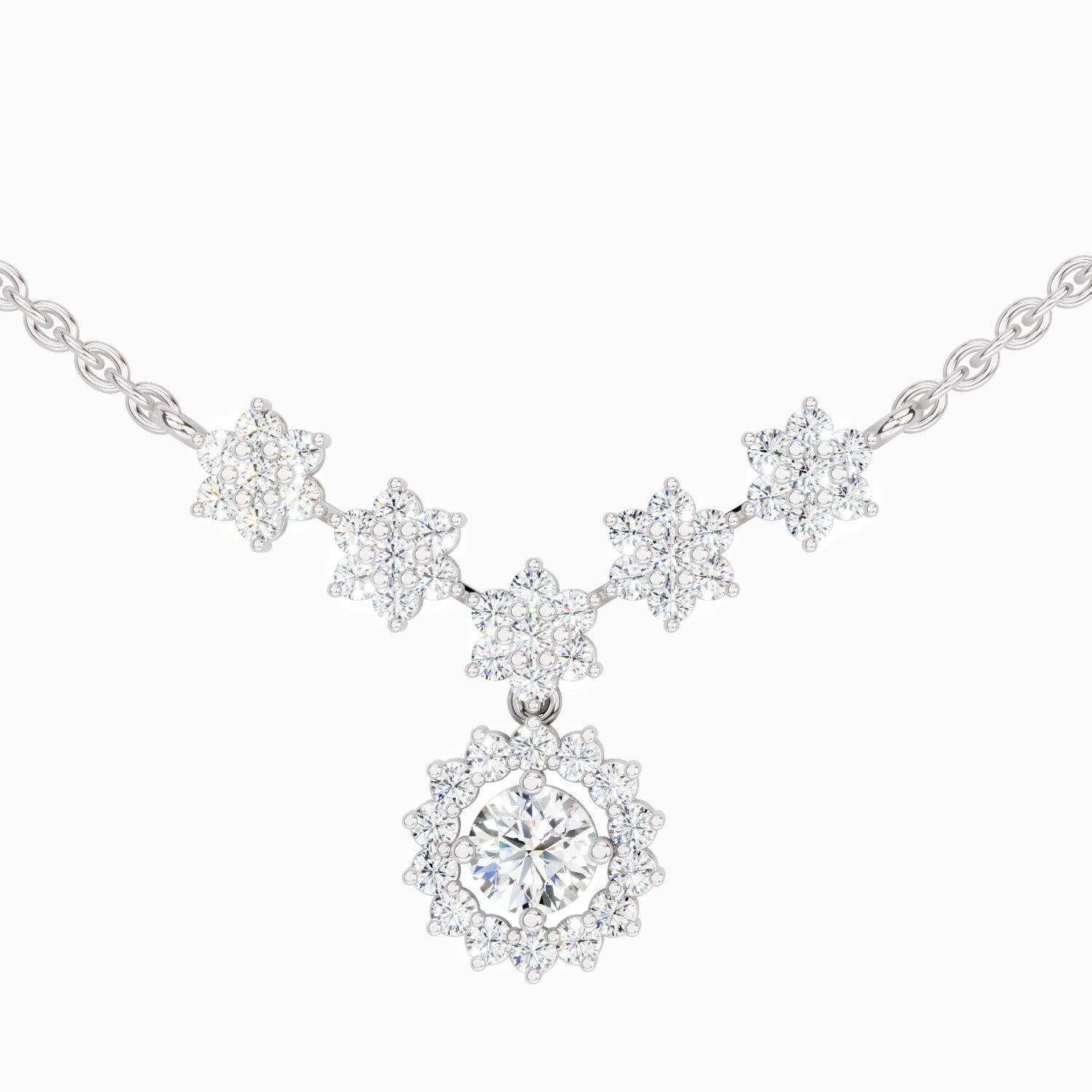 1.16 Carat Round Floral Necklace | 14K Yellow Gold
