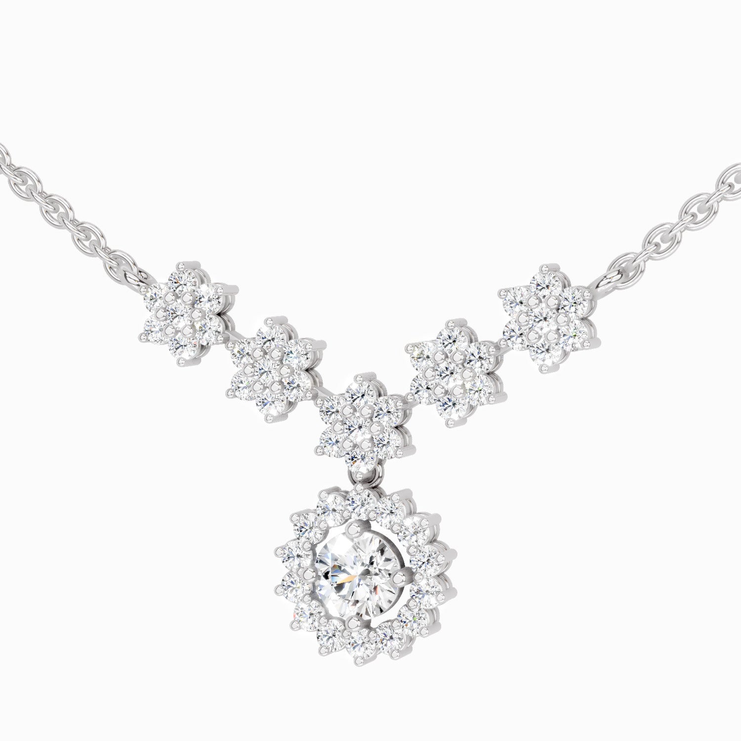 1.16 Carat Round Floral Necklace | 14K Yellow Gold