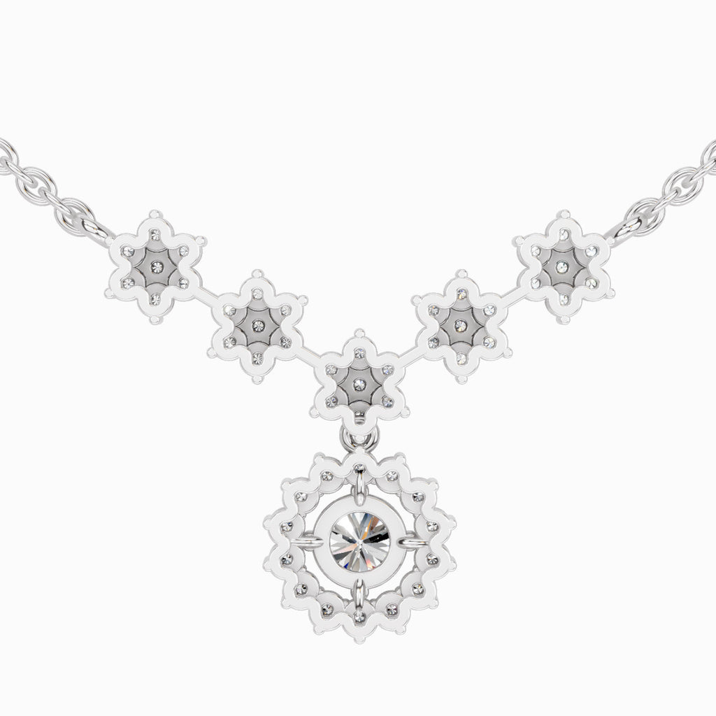 1.16 Carat Round Floral Necklace | 14K Yellow Gold