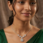 1.16 Carat Round Floral Necklace | 14K Yellow Gold