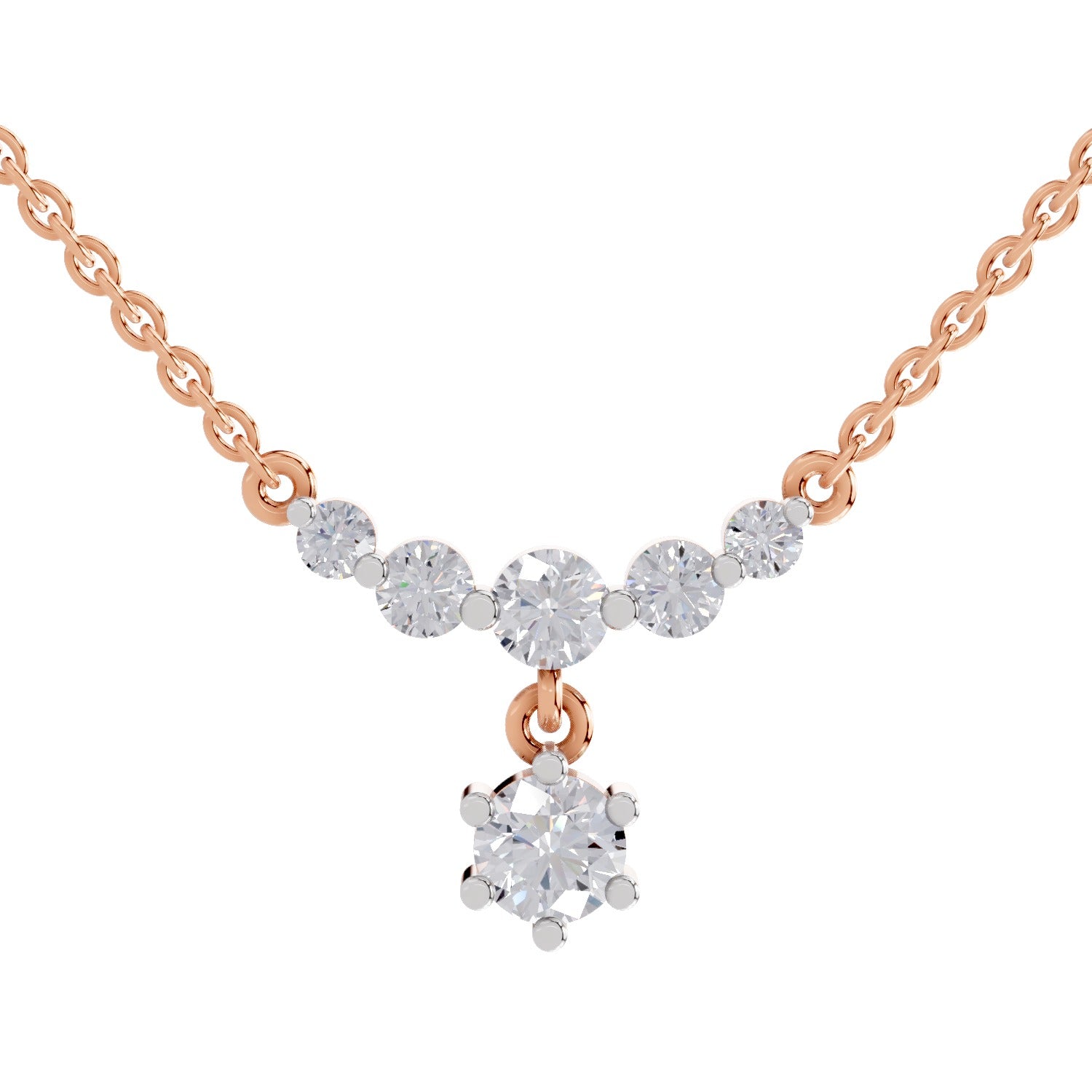 1.13 Ct Graduated Diamond Drop Necklace in 14K