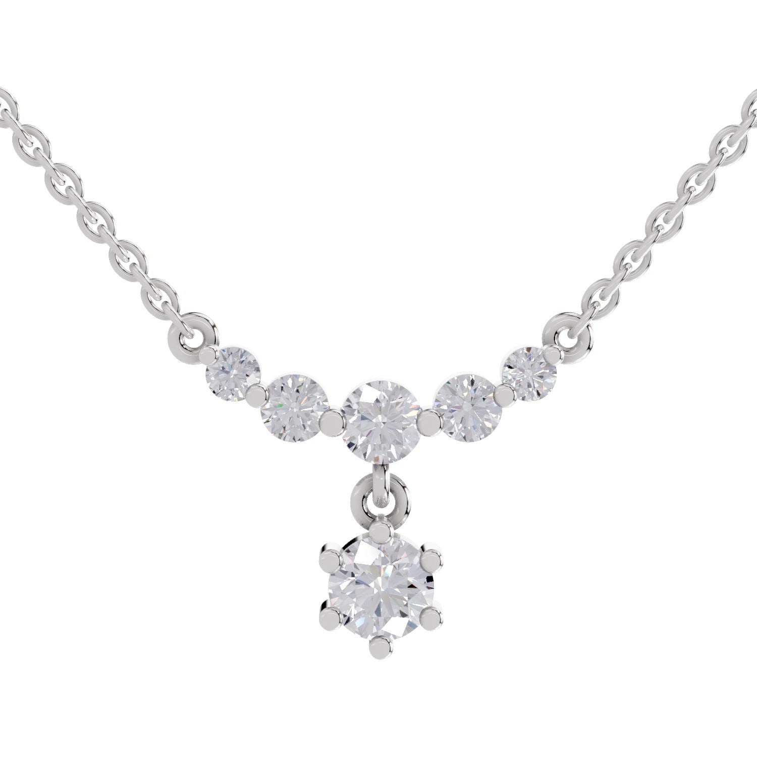 1.13 Ct Graduated Diamond Drop Necklace in 14K