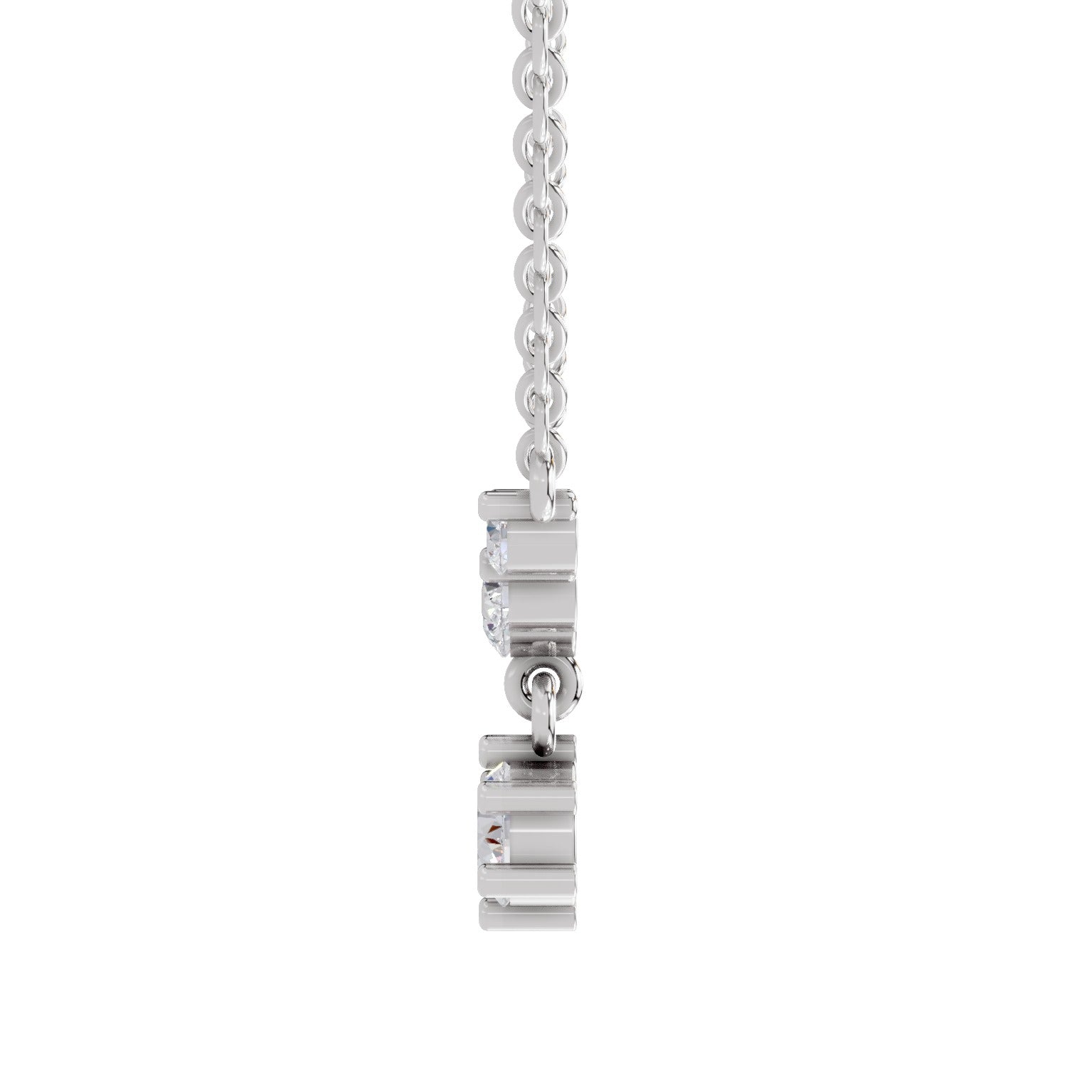 1.13 Ct Round Shape Graduated Diamond Drop Necklace | 14K White Gold