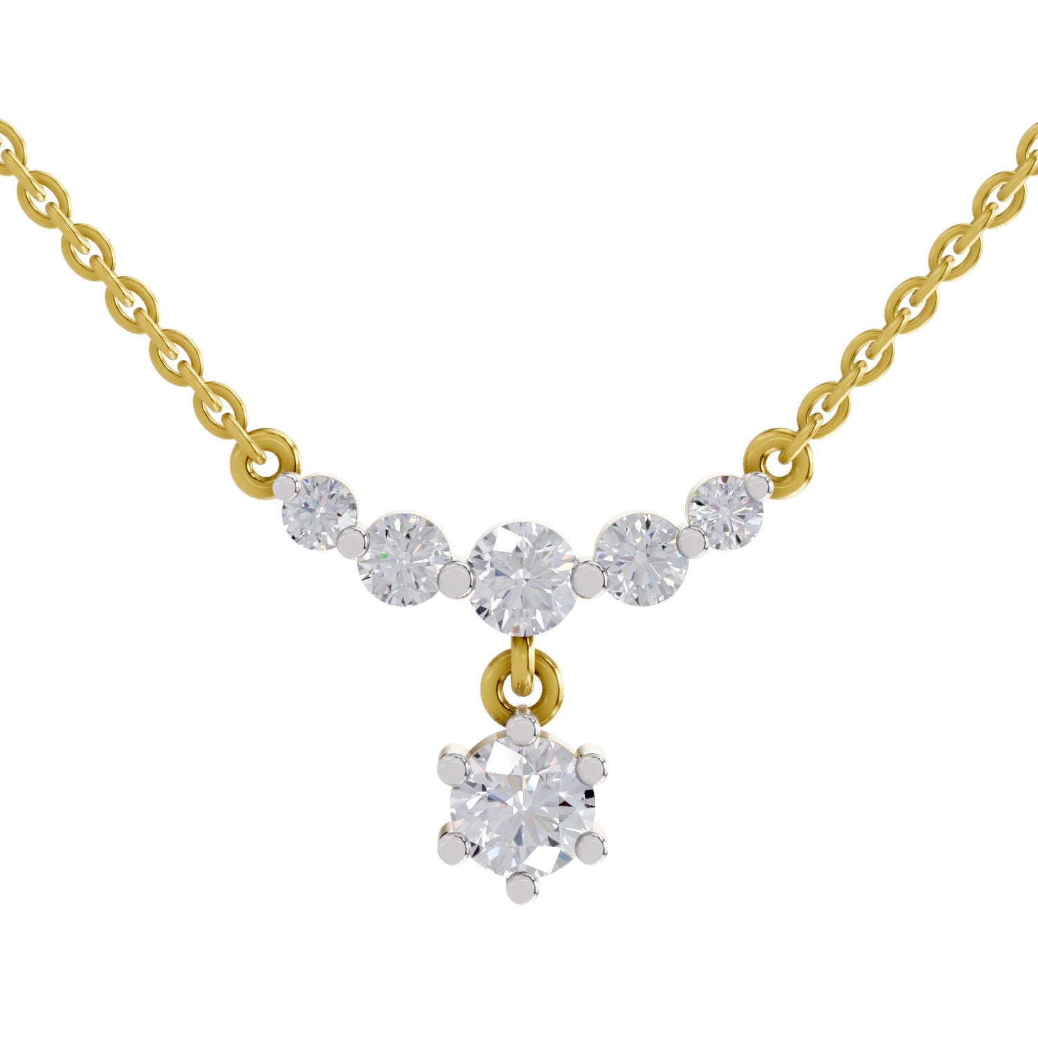 1.13 Ct Graduated Diamond Drop Necklace in 14K