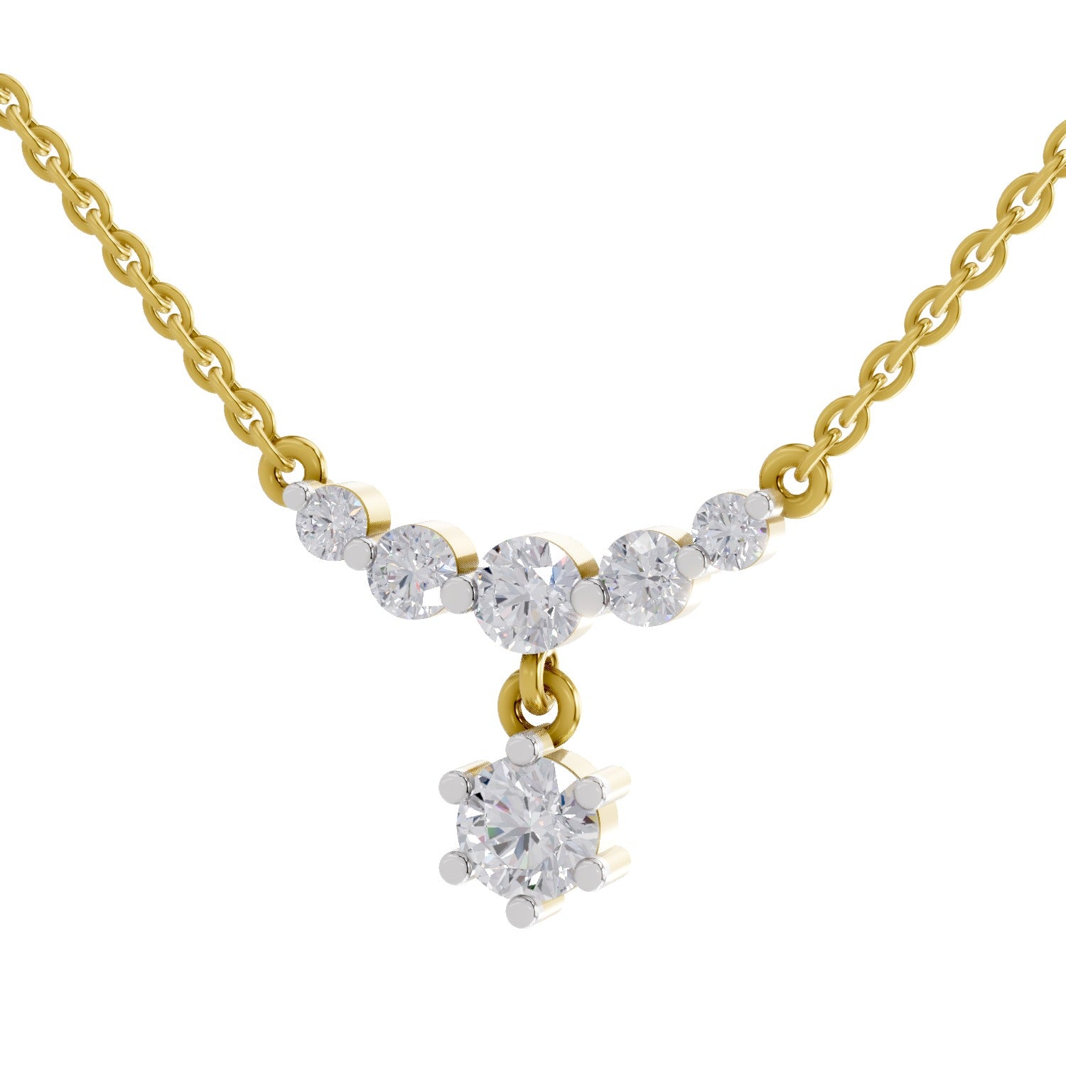 1.13 Ct Graduated Diamond Drop Necklace in 14K
