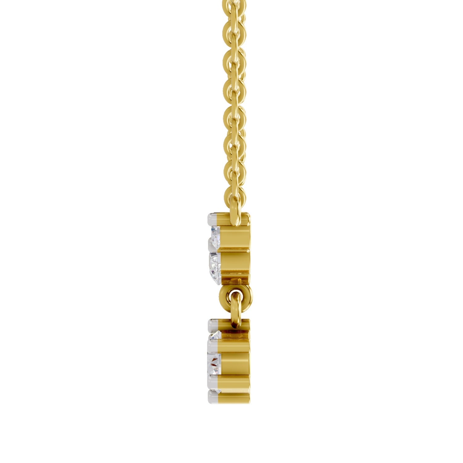 1.13 Ct Round Shape Graduated Diamond Drop Necklace | 14K Yellow Gold