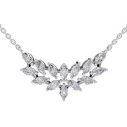 1.82 Ct Marquise Shape Cluster Diamond Necklace | 14K White Gold