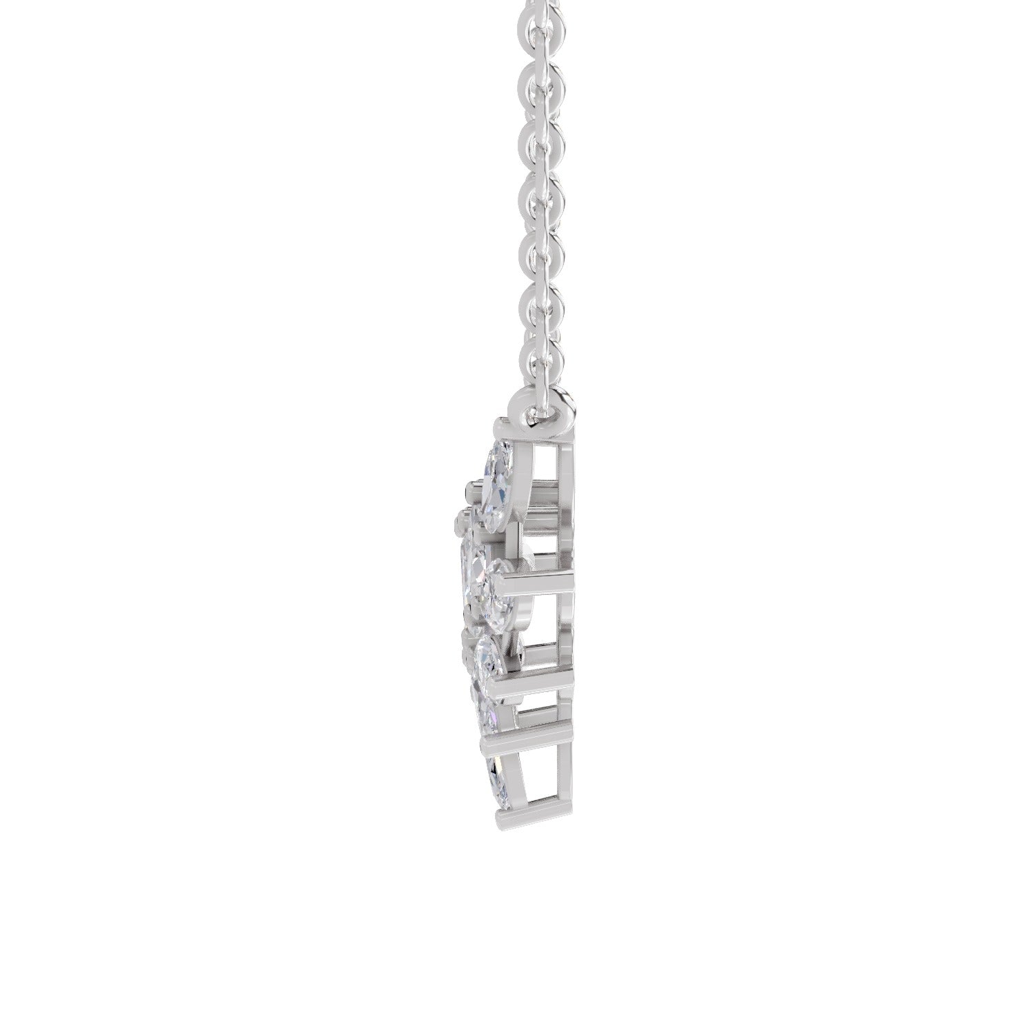 1.82 Ct Marquise Shape Cluster Diamond Necklace | 14K White Gold