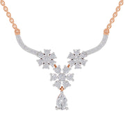 1.69 Ct Round Shape Floral Cluster Diamond Necklace | 14K Rose Gold
