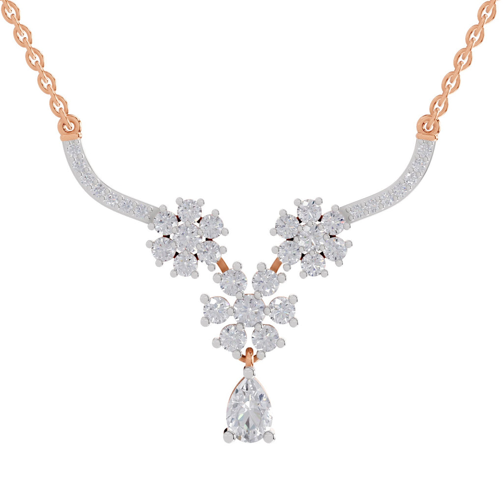 1.69 Ct Floral Cluster Diamond Necklace in 14K