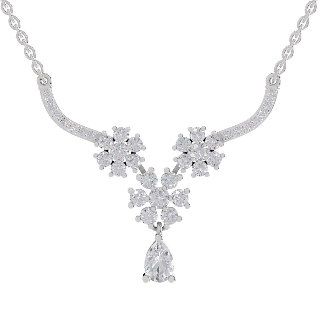 1.69 Ct Floral Cluster Diamond Necklace in 14K