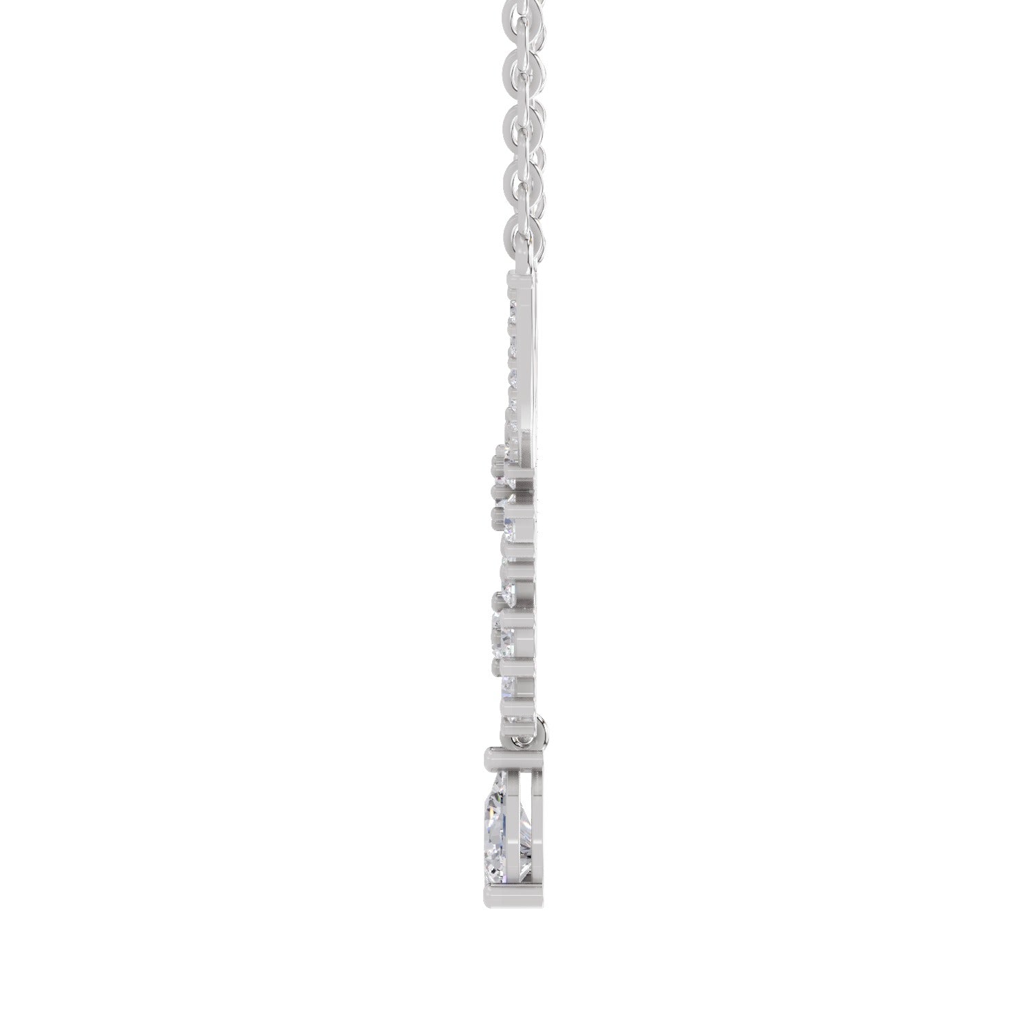 1.69 Ct Round Shape Floral Cluster Diamond Necklace | 14K White Gold