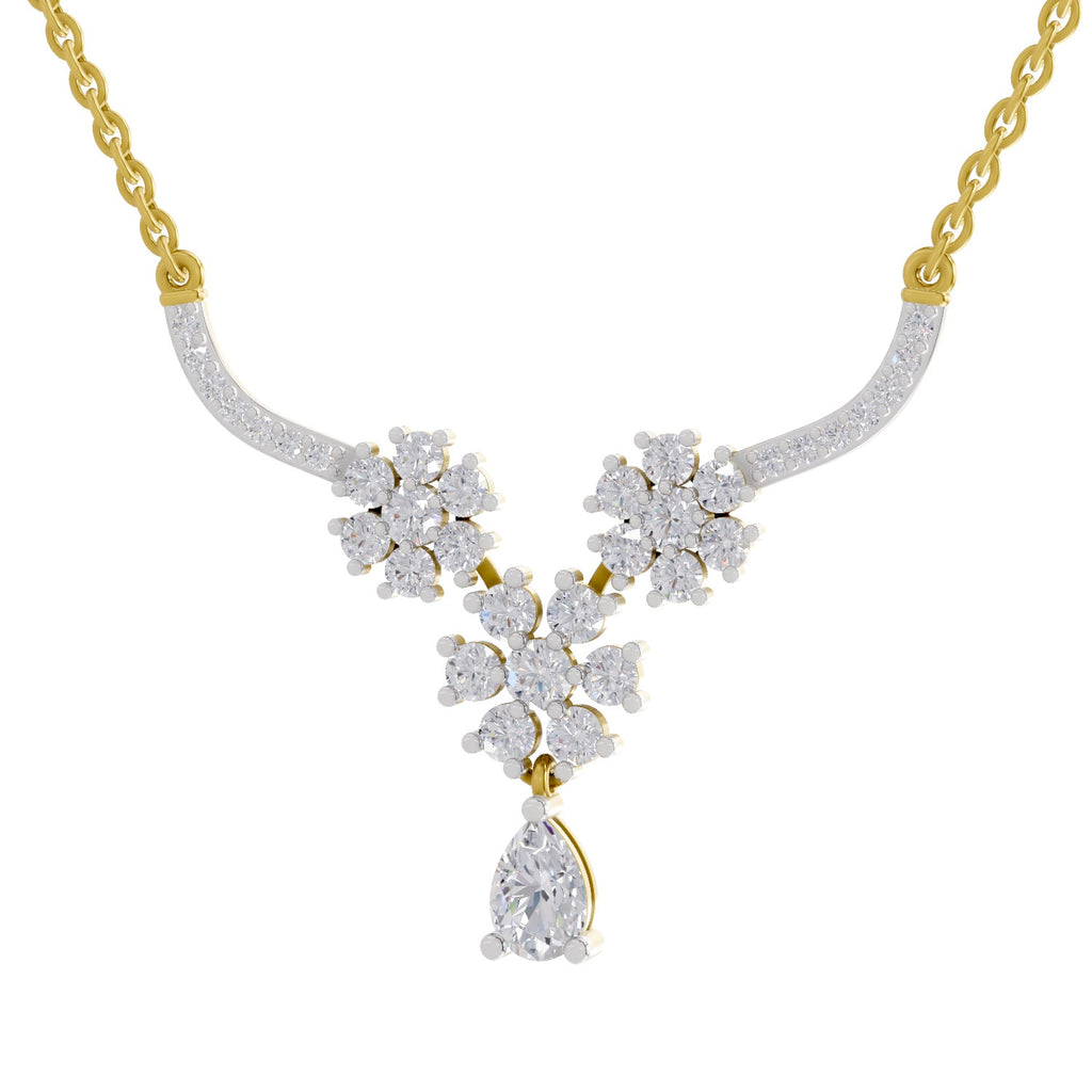 1.69 Ct Floral Cluster Diamond Necklace in 14K