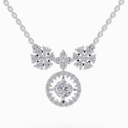1.50 ct Round Shape Cluster Diamond Pendant Necklace| 14K White Gold