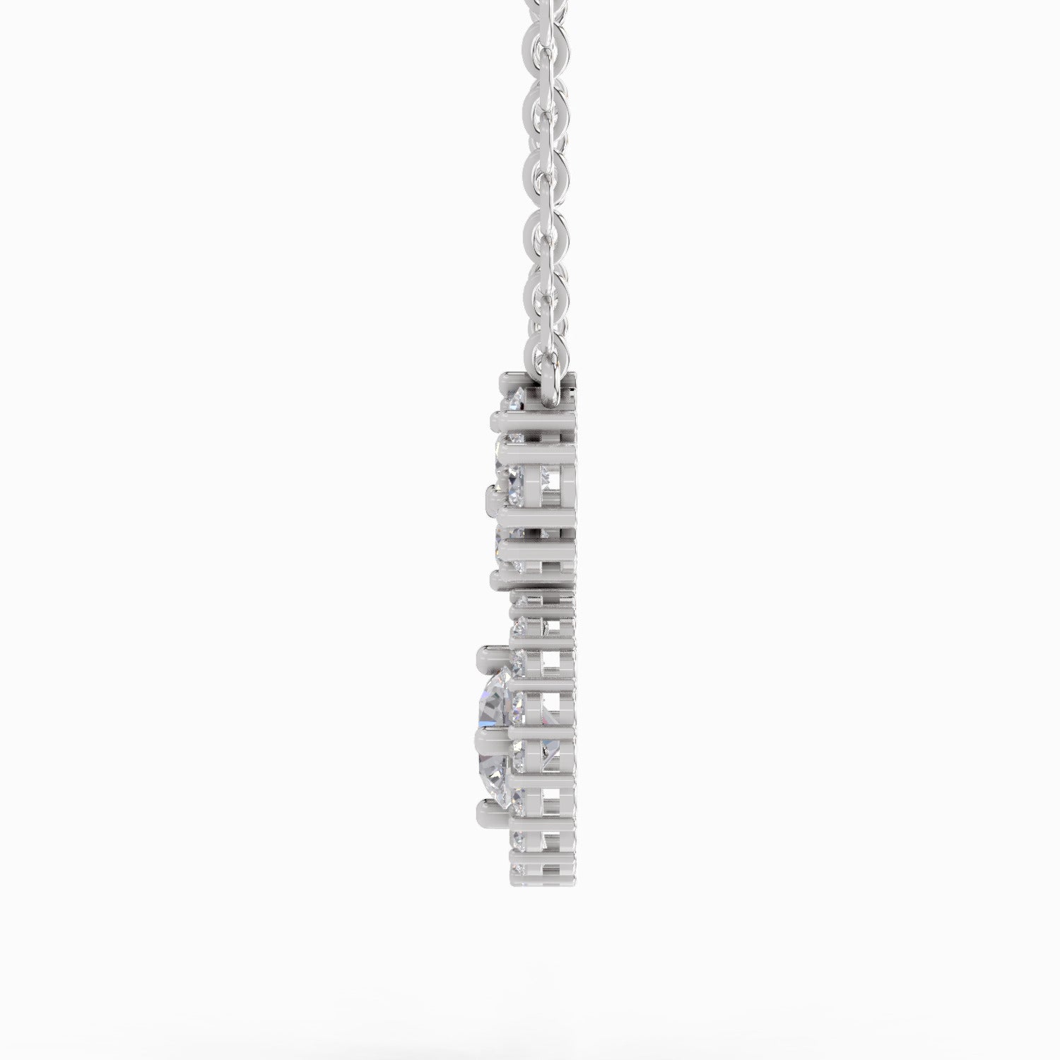 1.50 ct Round Shape Cluster Diamond Pendant Necklace| 14K White Gold