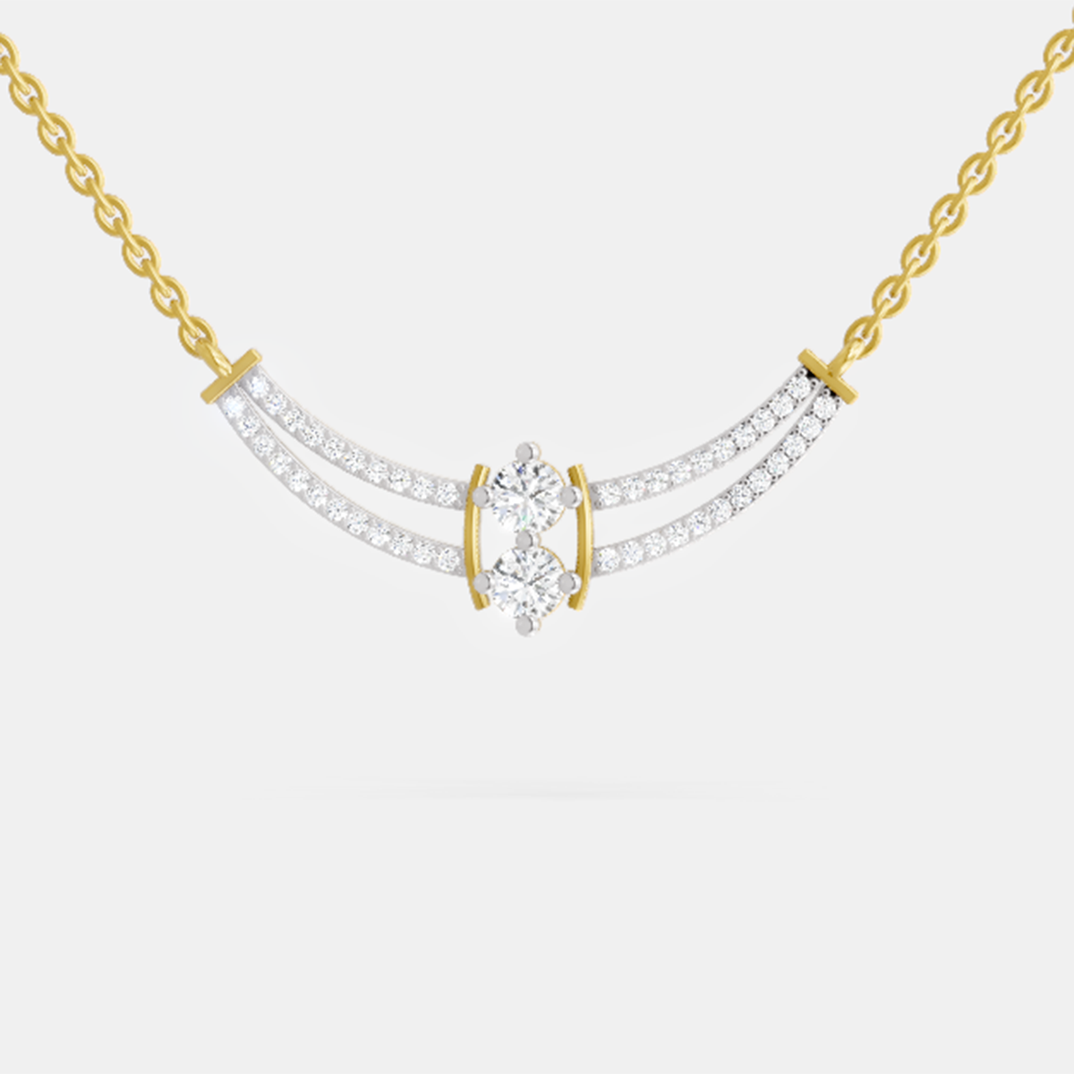 0.58 ct Round Double Row Pendant Necklace | 14K Yellow Gold